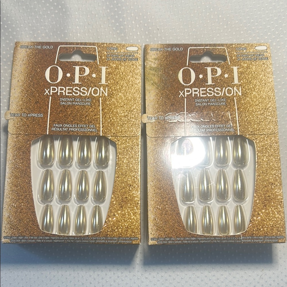 2x Break The Gold - OPI xPRESS/ON Long Nail Set Discontinued Glamorous